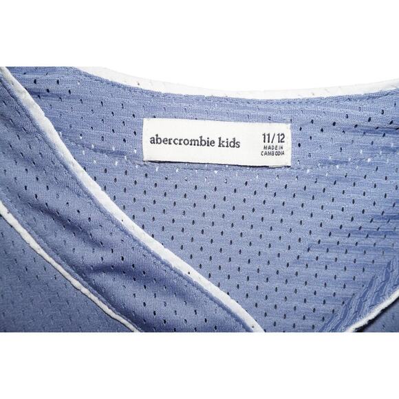 Abercrombie Kids Short Sleeve Mesh Baseball Jersey Button Up 7/8 - Picture 4 of 6